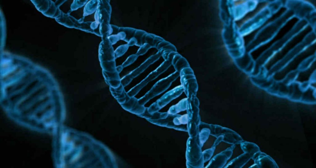 3D DNA strands in blue