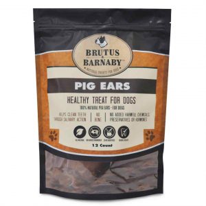 Brutus & Barnaby 12 count package label of natural pig ears