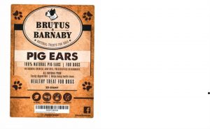 Brutus & Barnaby 25 count package label of natural pig ears
