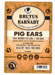 Brutus & Barnaby 8 count package label of natural pig ears