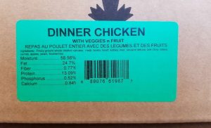 Carnivora Whole Animal Chicken Dinner With Vegetables 'N' Fruit label