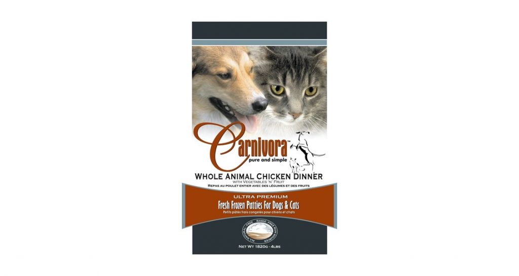 Carnivora Whole Animal Chicken Dinner with Vegetables ‘n’ Fruit, Ultra Premium Fresh Frozen Patties for Dogs & Cats