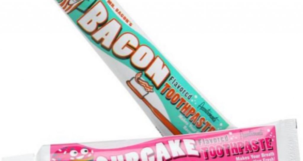 Bacon and cupcake flavored toothpaste for dogs