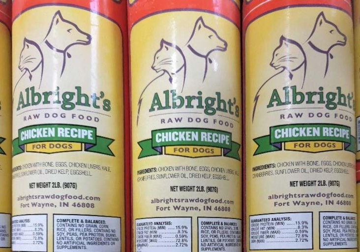 Albright’s Raw Dog Food Recalls Chicken Recipe For Dogs Because of Possible Salmonella Risk Albright’s Raw Dog Food Recalls Chicken Recipe For Dogs Because of Possible Salmonella Risk