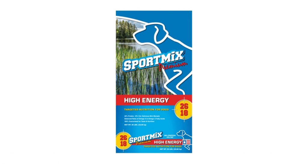 Sportmix High Energy dog food label