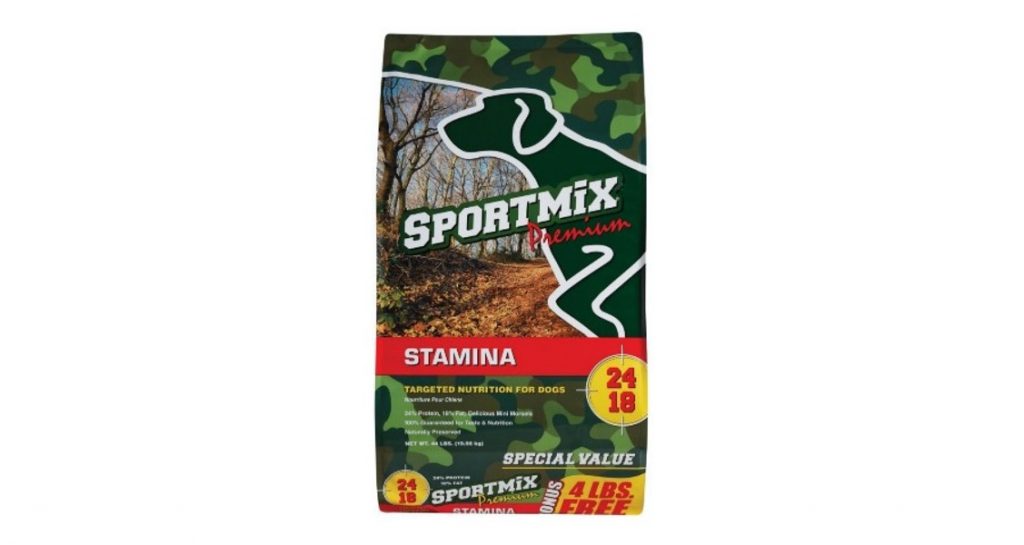 Sportmix Stamina dog food label