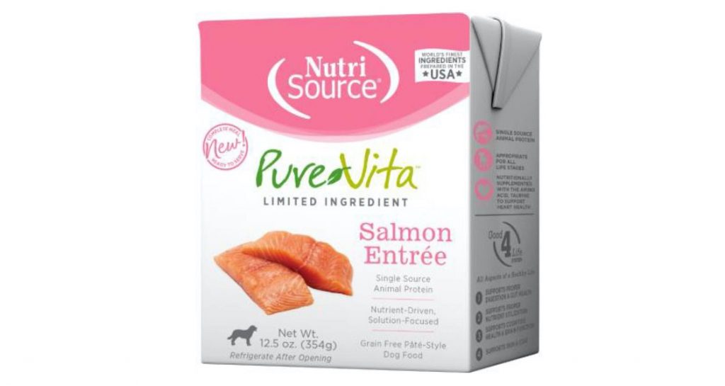 Pure Vita Salmon Entrée Dog Food front packaging