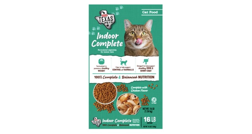 H-E-B Texas Pets Indoor Complete Dry Cat Food 16 pound bag front label
